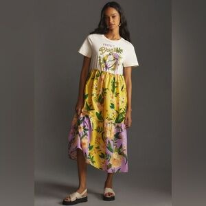 Farm Rio Tiered Maxi Shirt Dress
